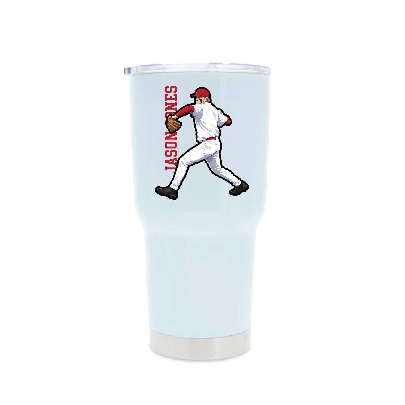 30oz Stainless Steel Tumbler — Name Vertical in White
