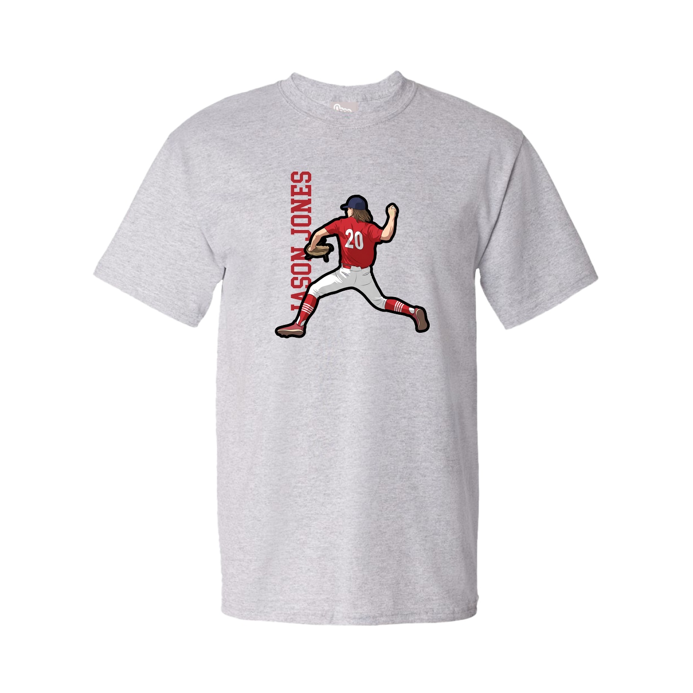 Youth Tee — Name Vertical in Grey