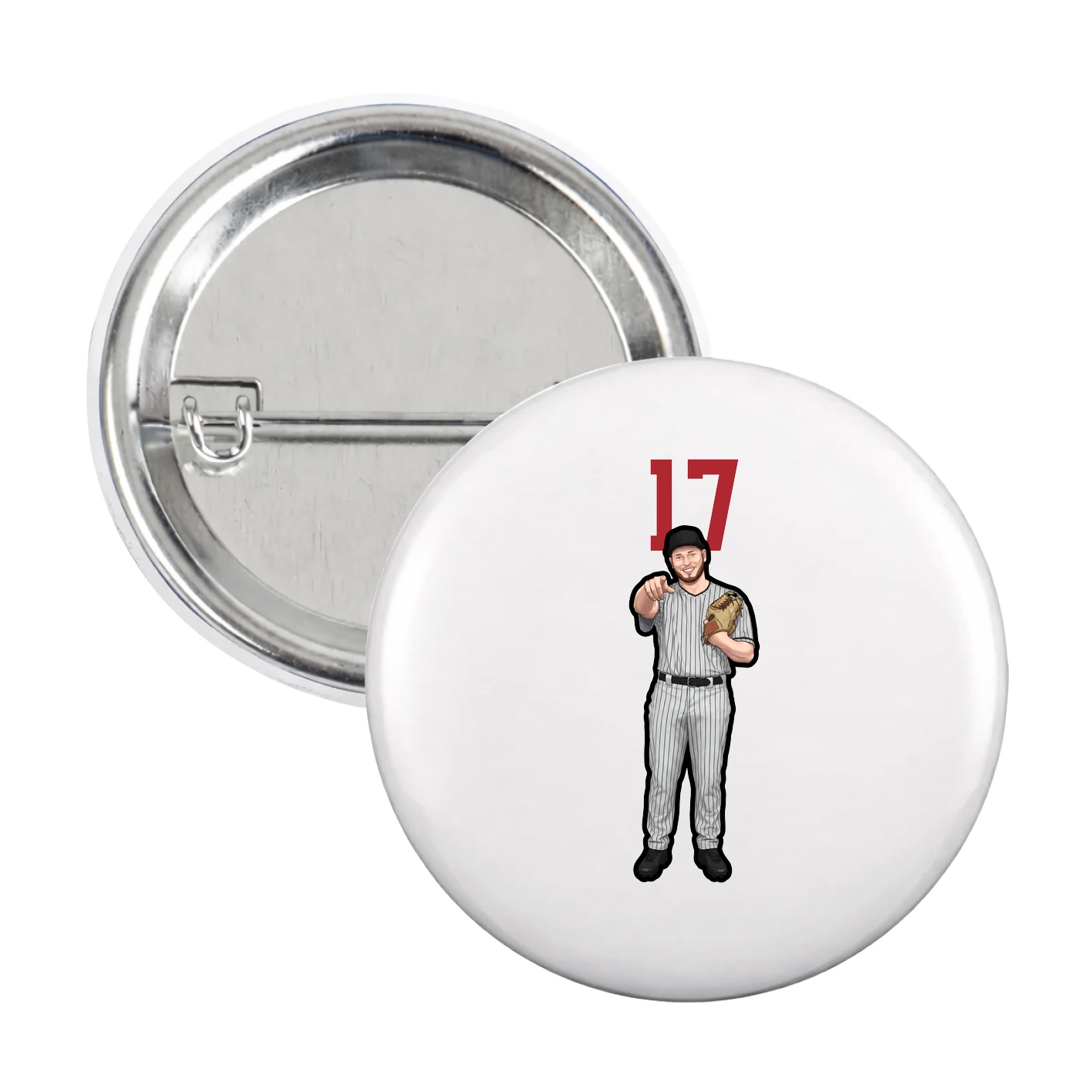 Game Day Button — Number Top in White