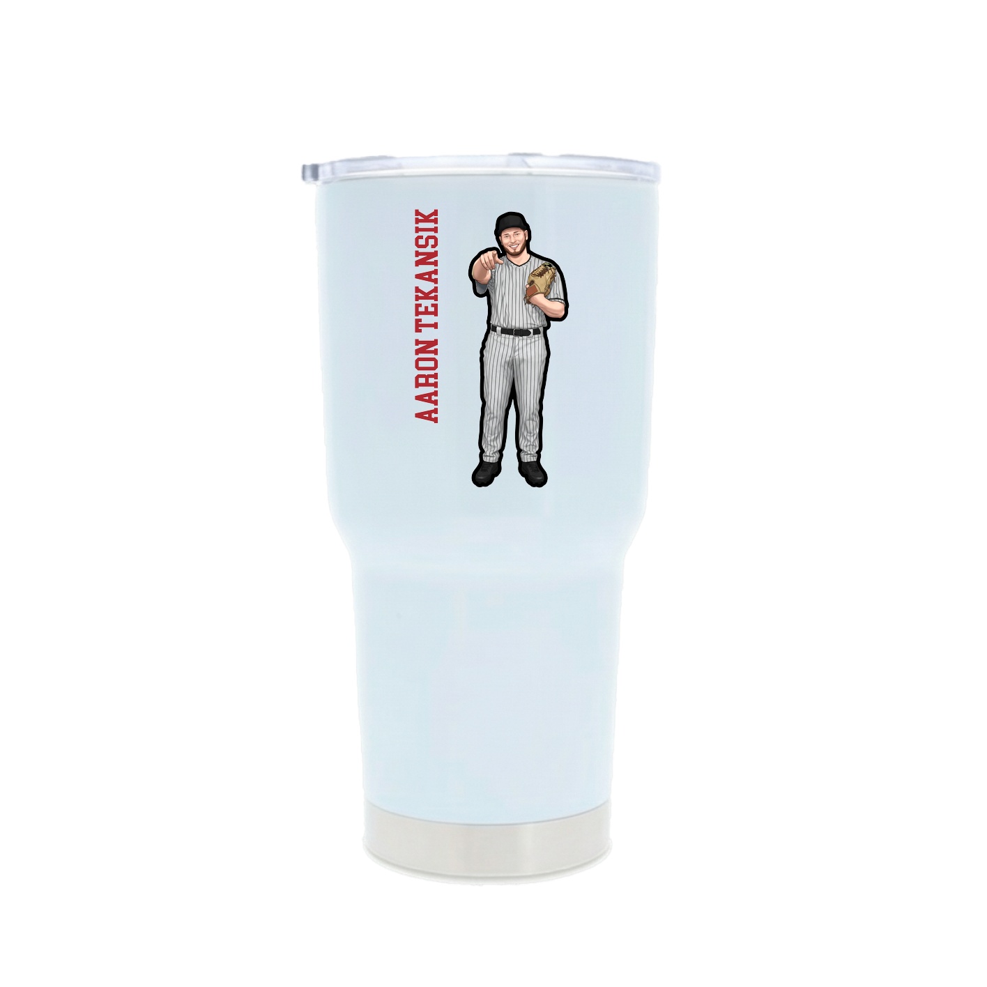 30oz Stainless Steel Tumbler — Name Vertical in White