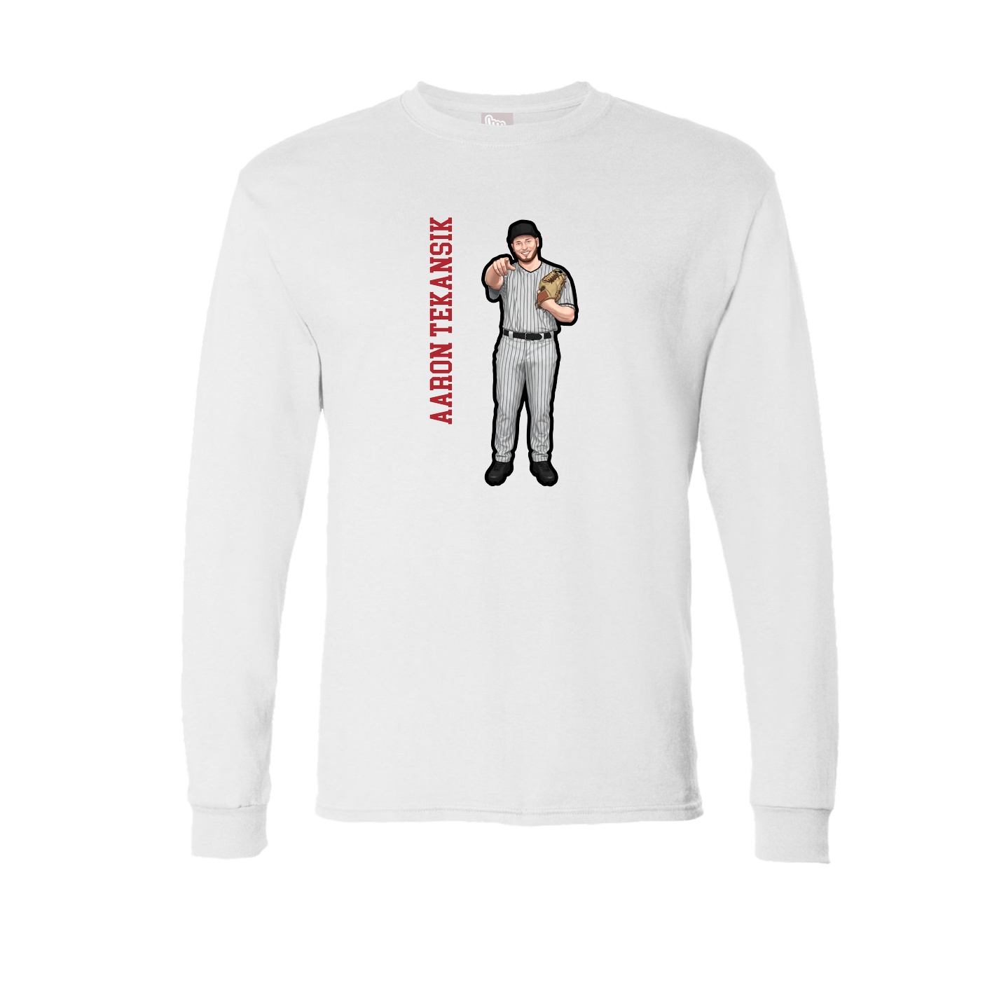 Long Sleeve Tee — Name Vertical in White