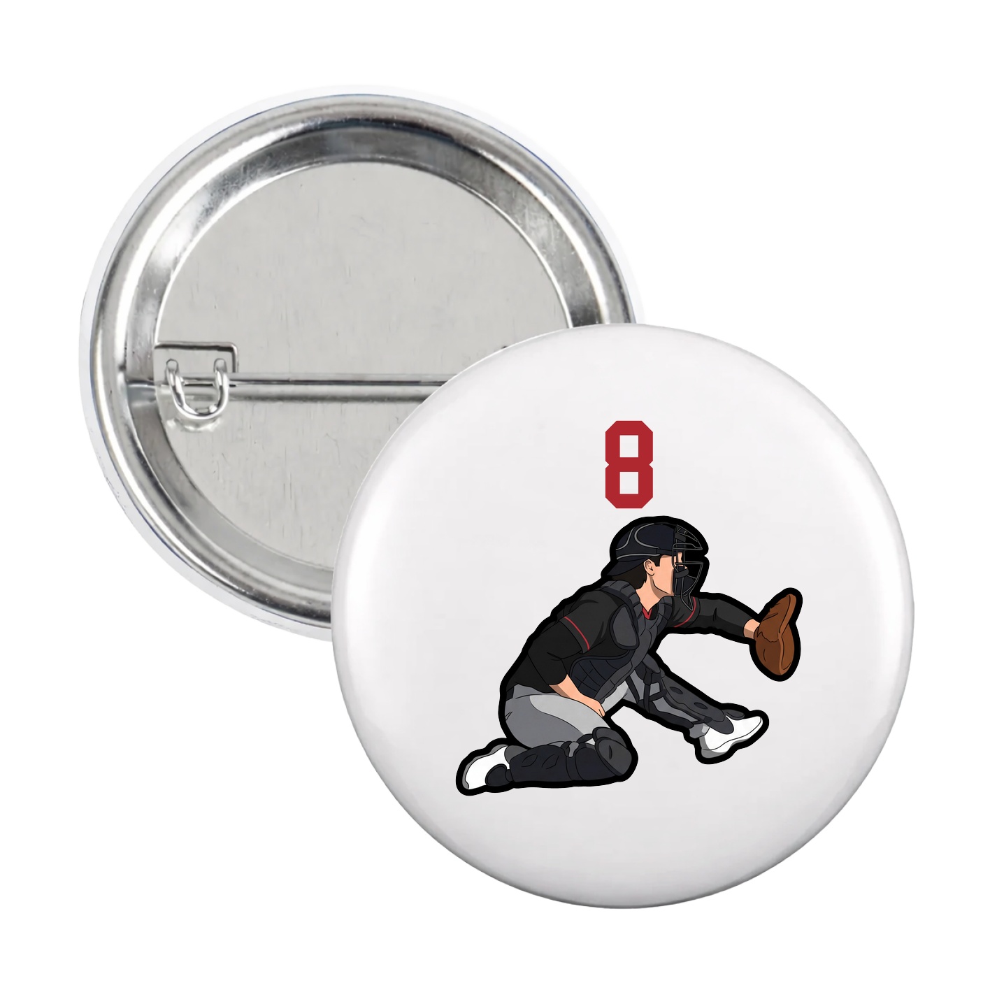 Game Day Button — Number Top in White