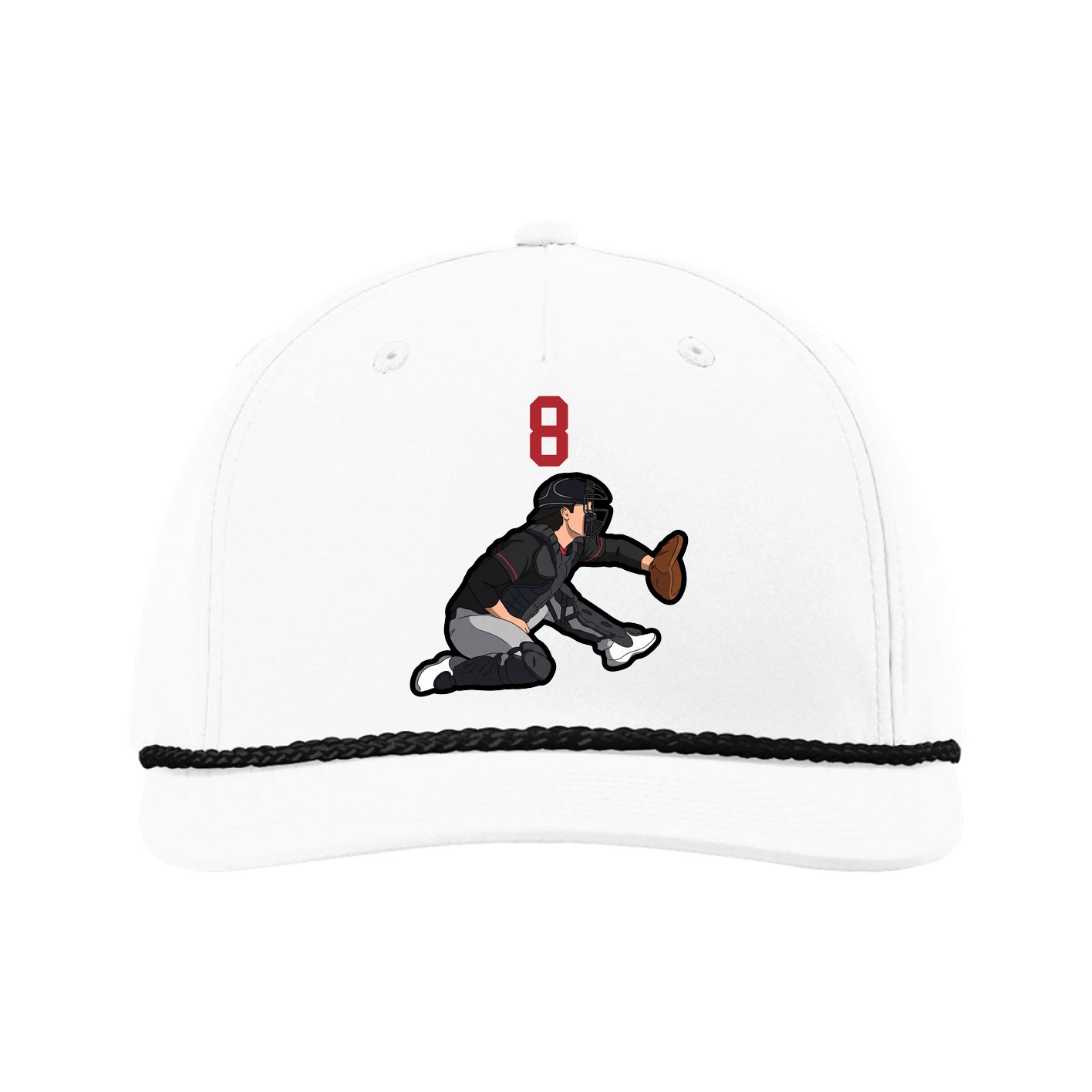 Five-Panel Classic Rope Cap — Number Top in White