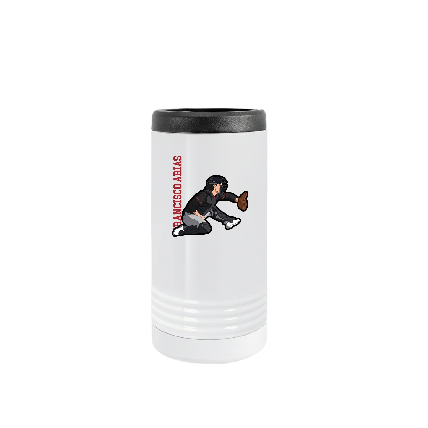 Slim Beverage Holder — Name Vertical in White