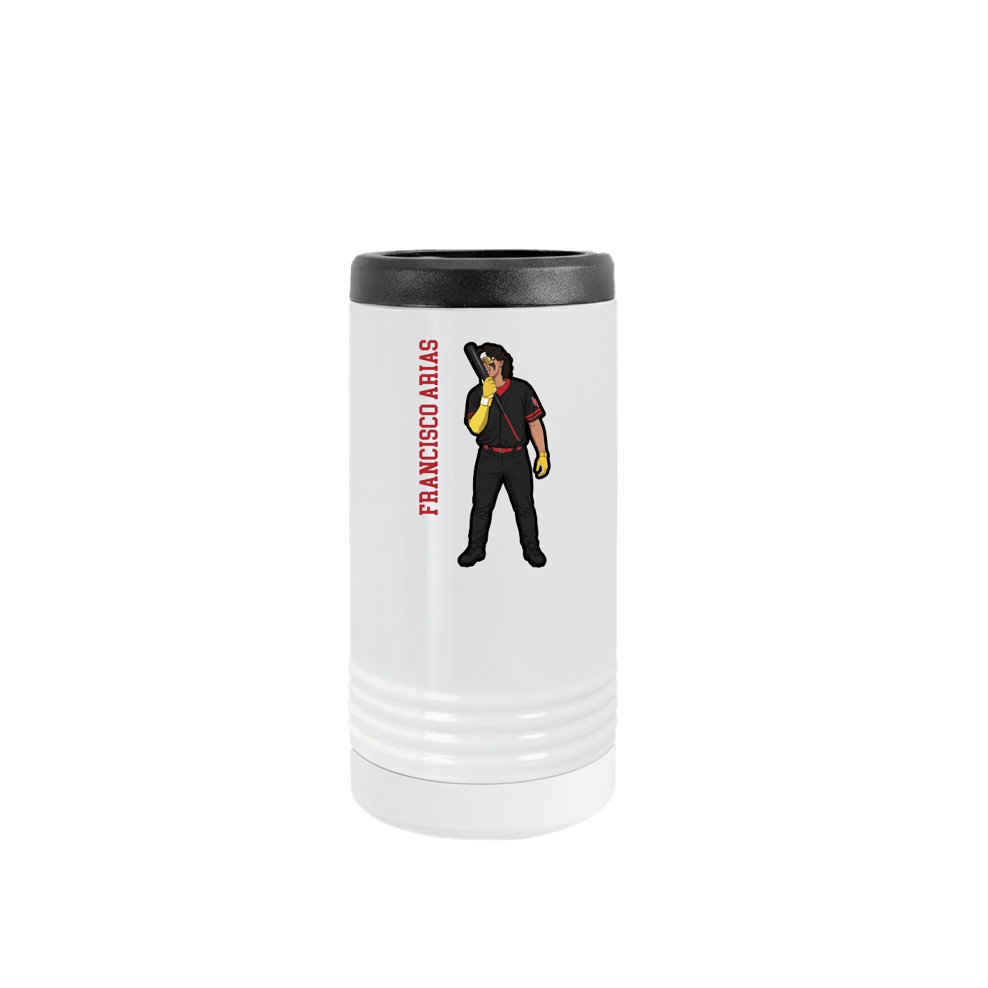 Slim Beverage Holder — Name Vertical in White