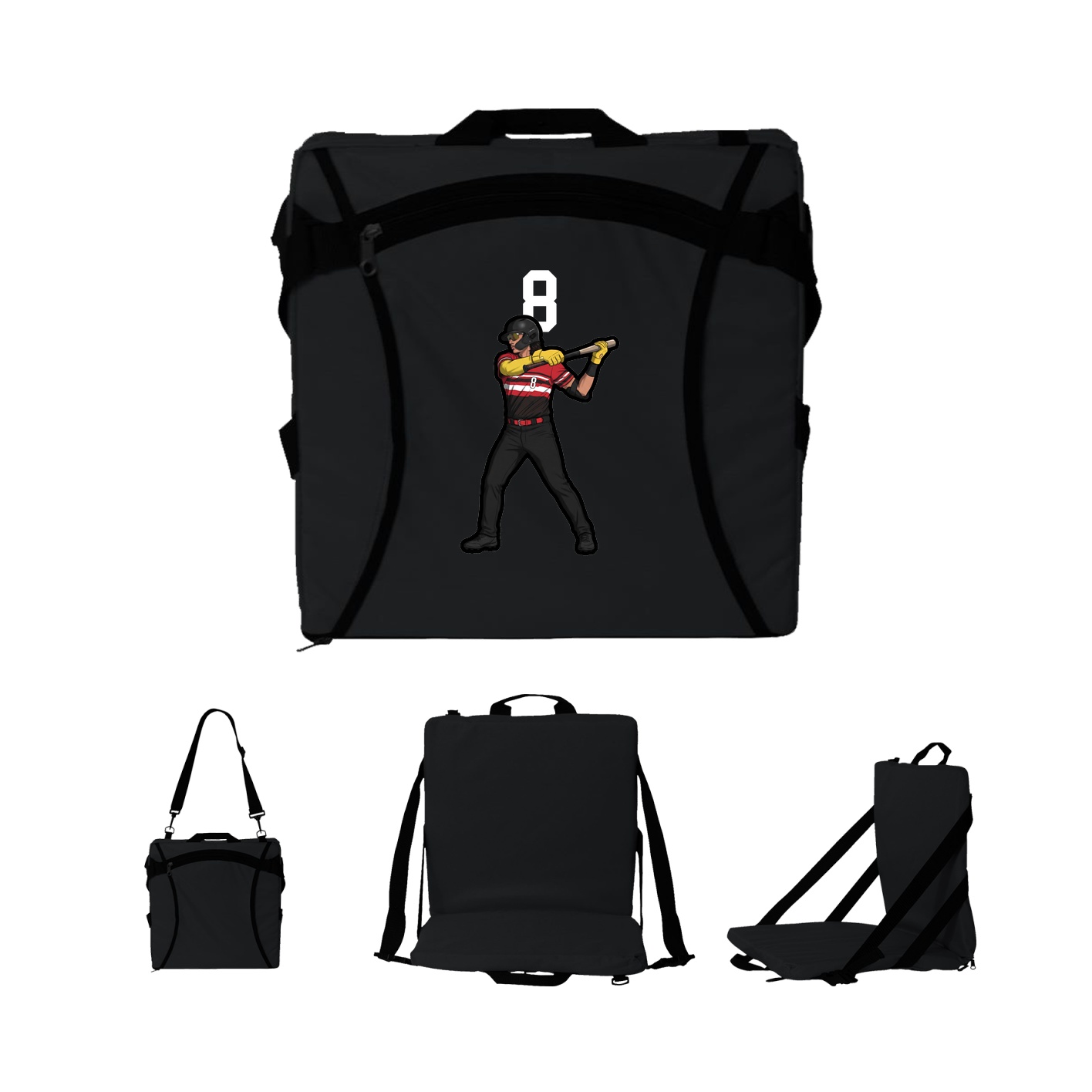 Folding Stadium Seat — Number Top in Black