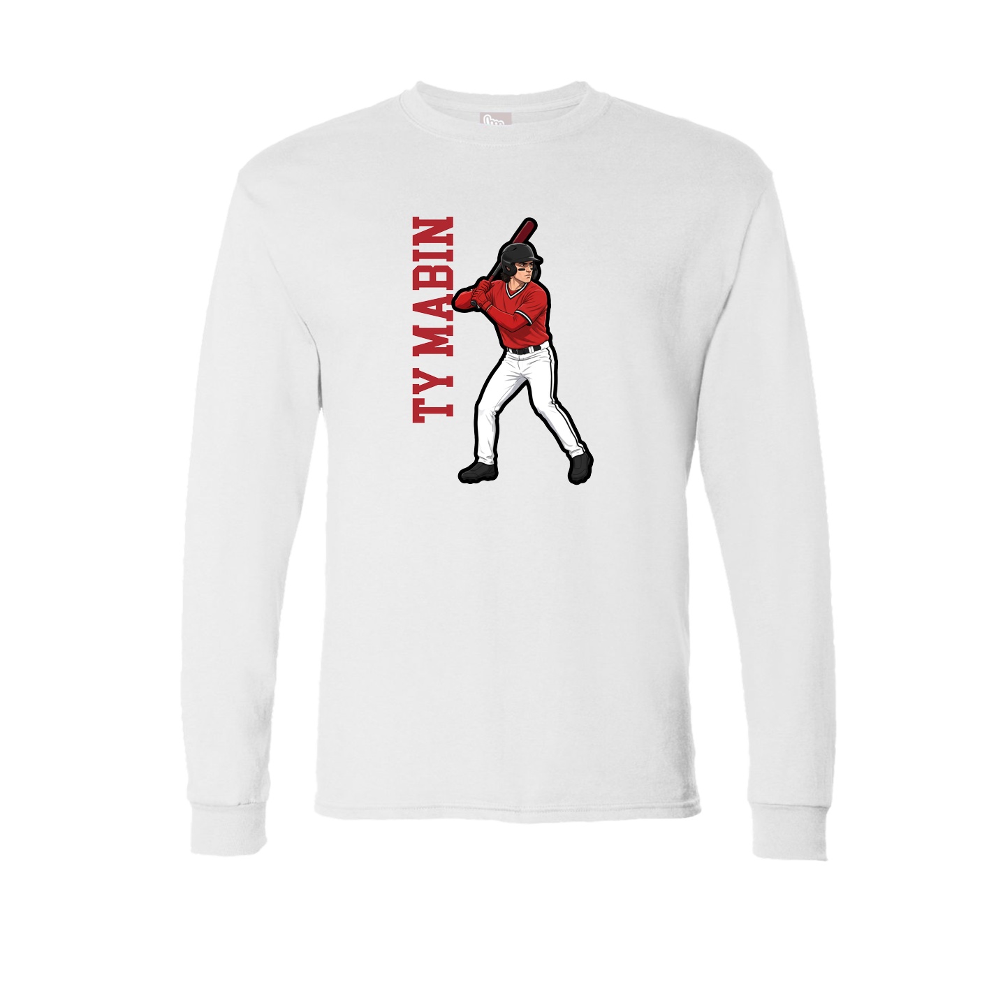Long Sleeve Tee — Name Vertical in White