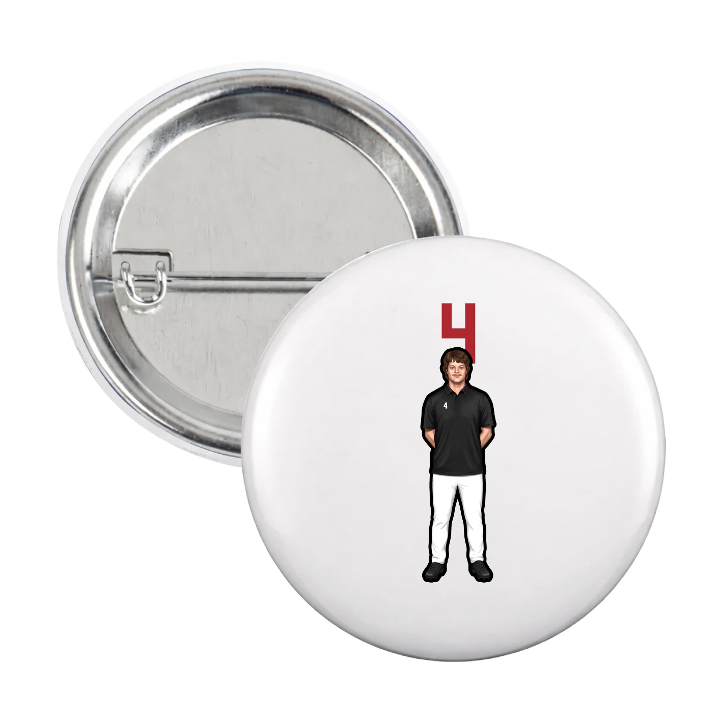 Game Day Button — Number Top in White