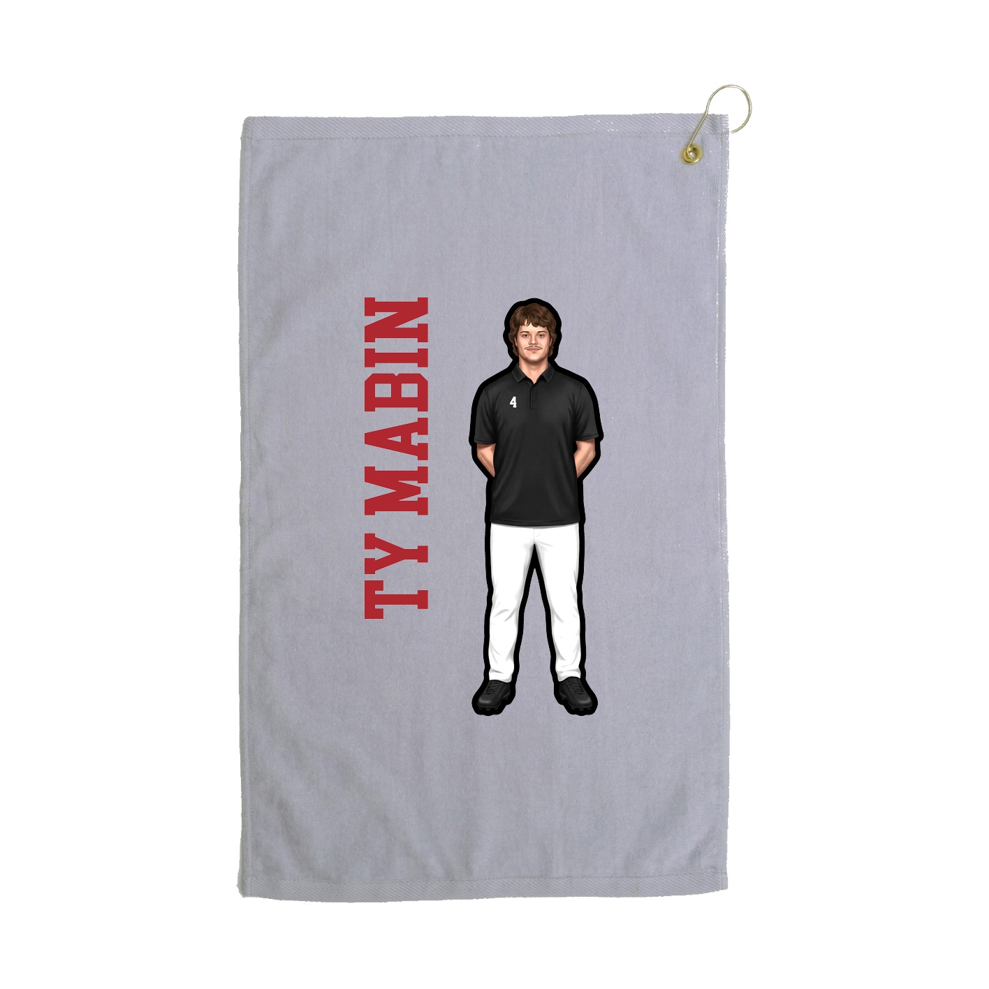 Golf Towel — Name Vertical in Grey