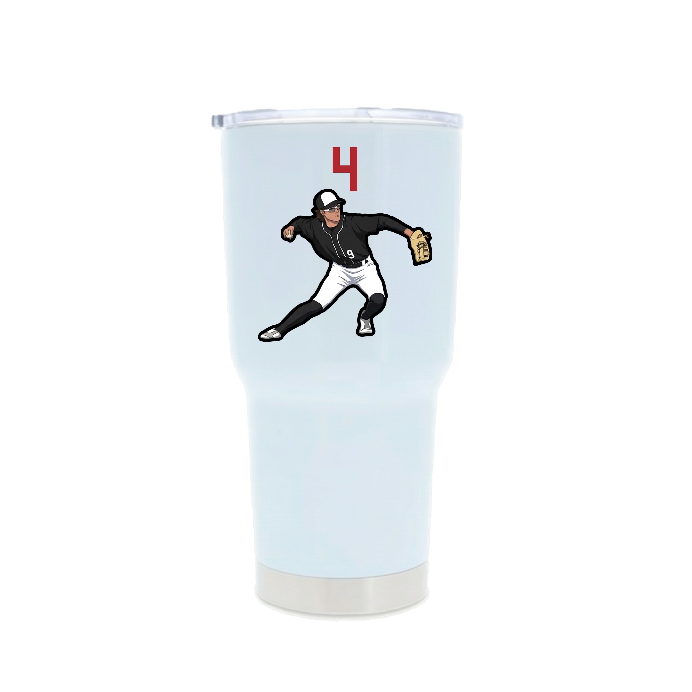 30oz Stainless Steel Tumbler — Number Top in White