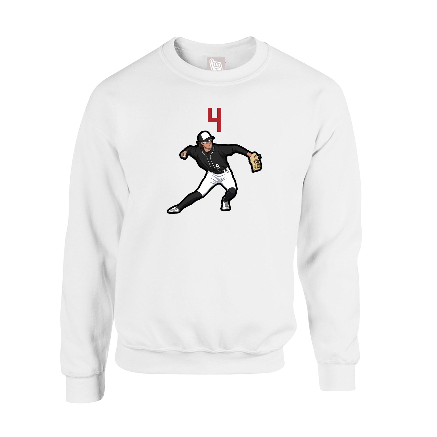 Fleece Crew — Number Top in White