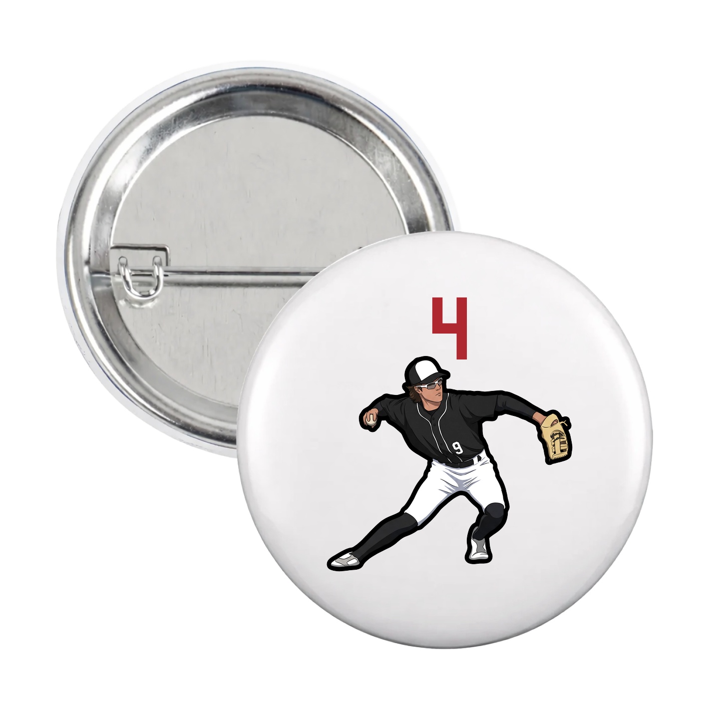 Game Day Button — Number Top in White