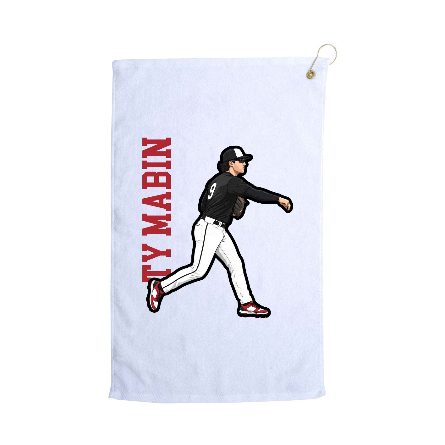 Golf Towel — Name Vertical in White