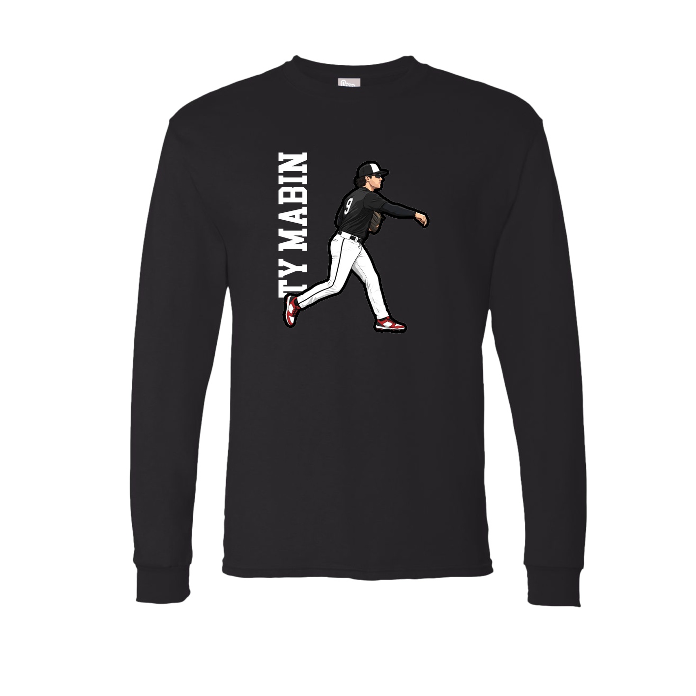 Long Sleeve Tee — Name Vertical in Black