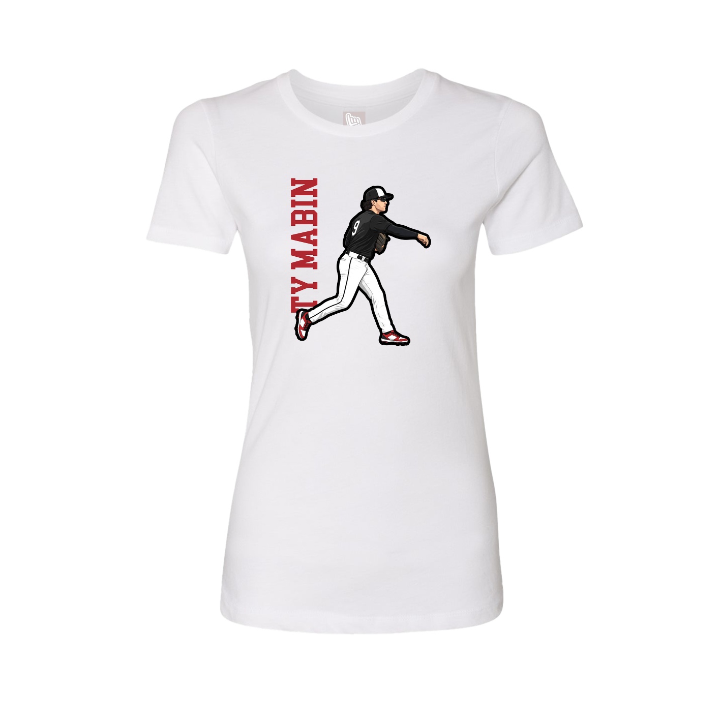 Fitted Women's Tee — Name Vertical in White