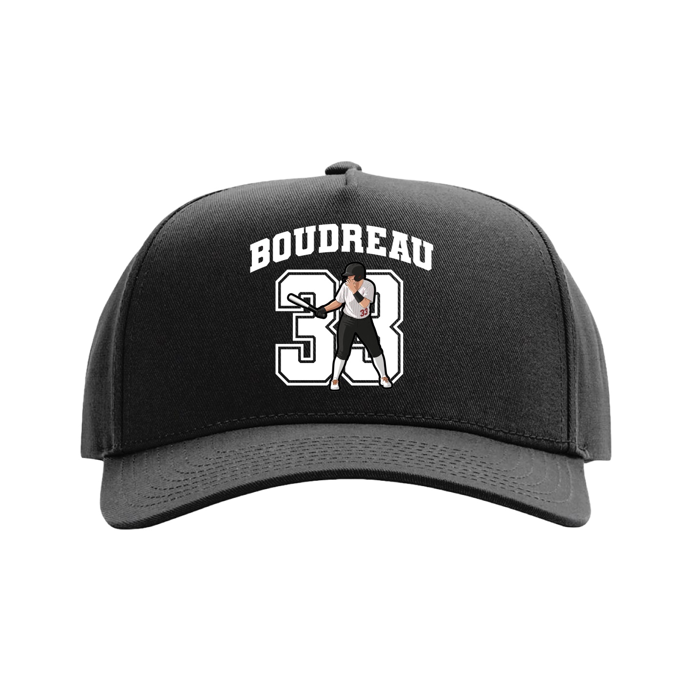 Full Fabric Five-Panel Champ Cap — Number in Black