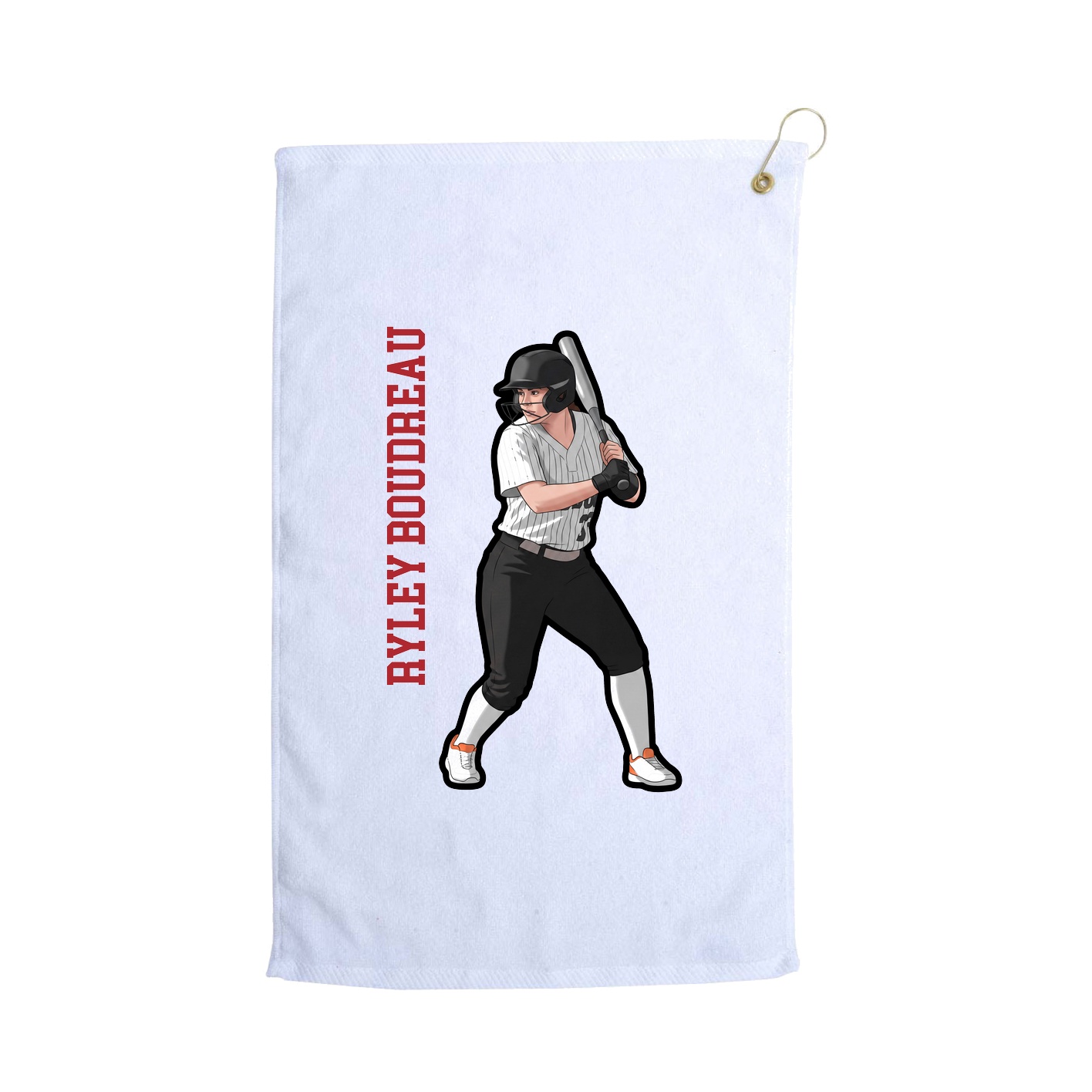 Golf Towel — Name Vertical in White