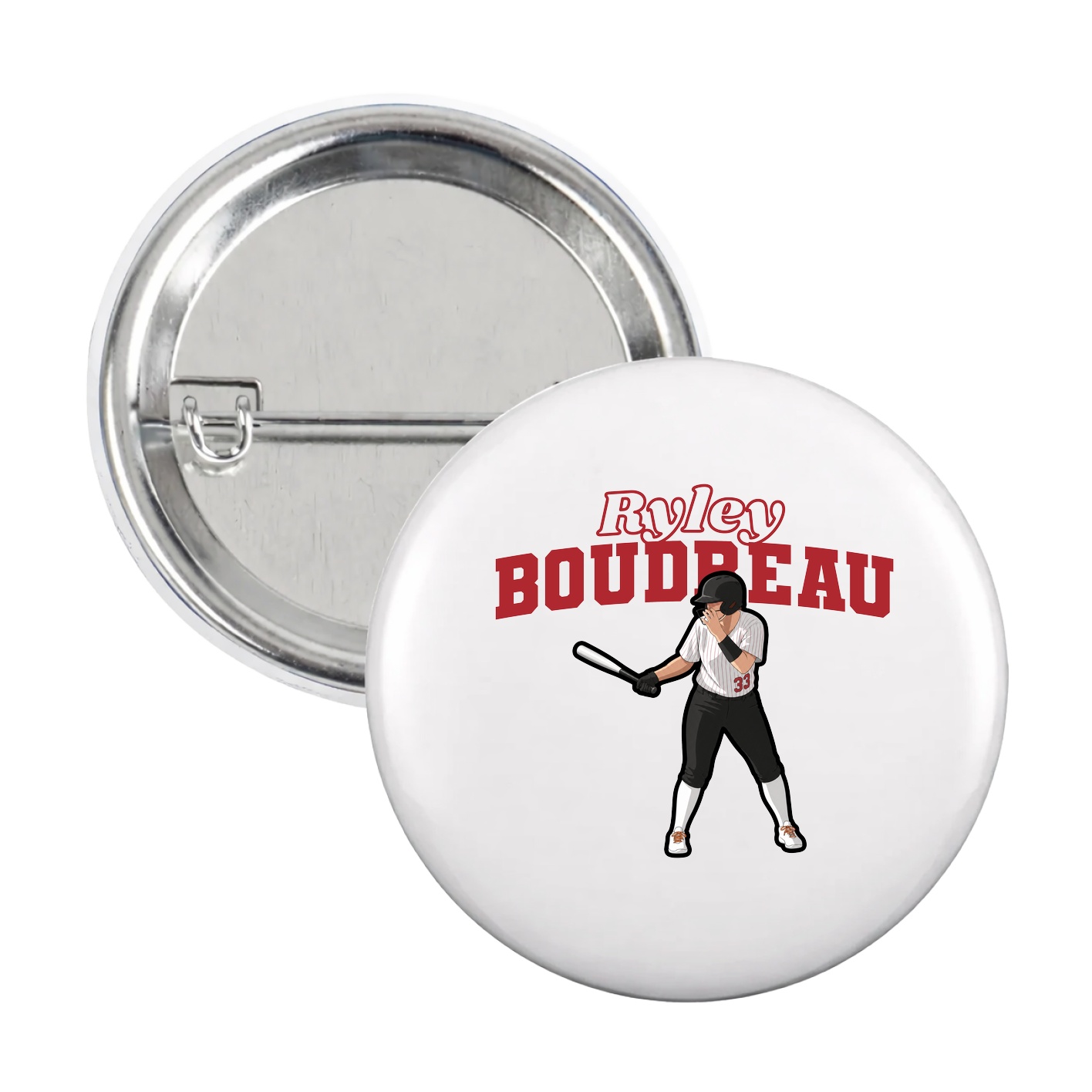 Game Day Button — Name Arch in White