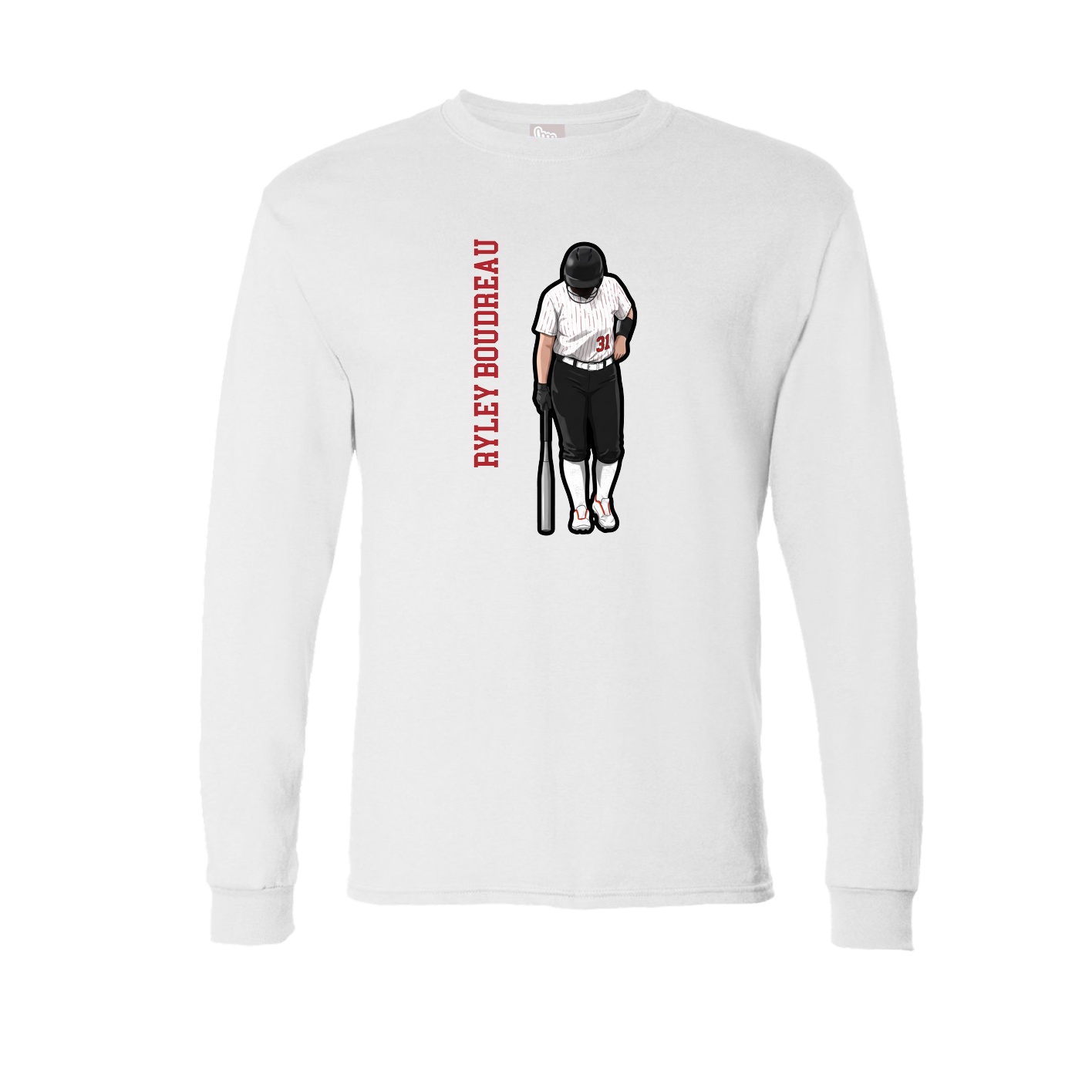 Long Sleeve Tee — Name Vertical in White