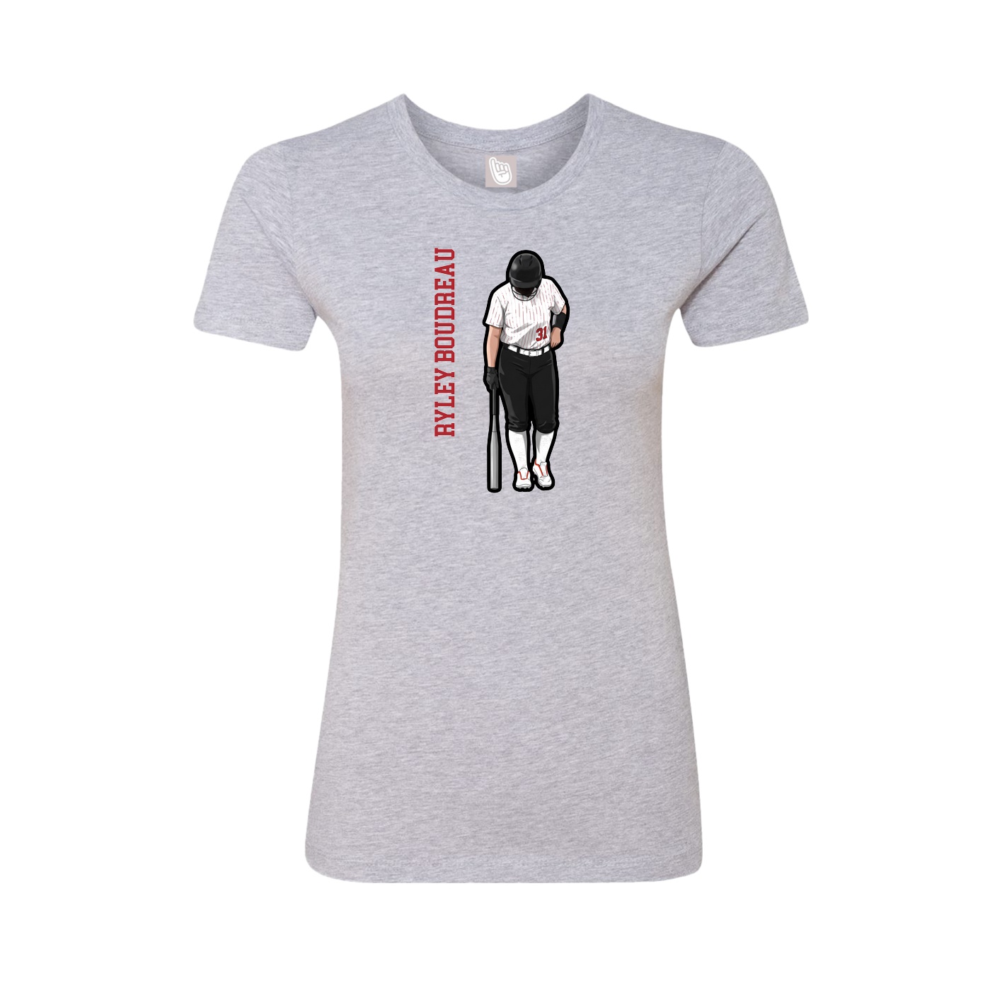 Womens Tee — Name Vertical in Grey