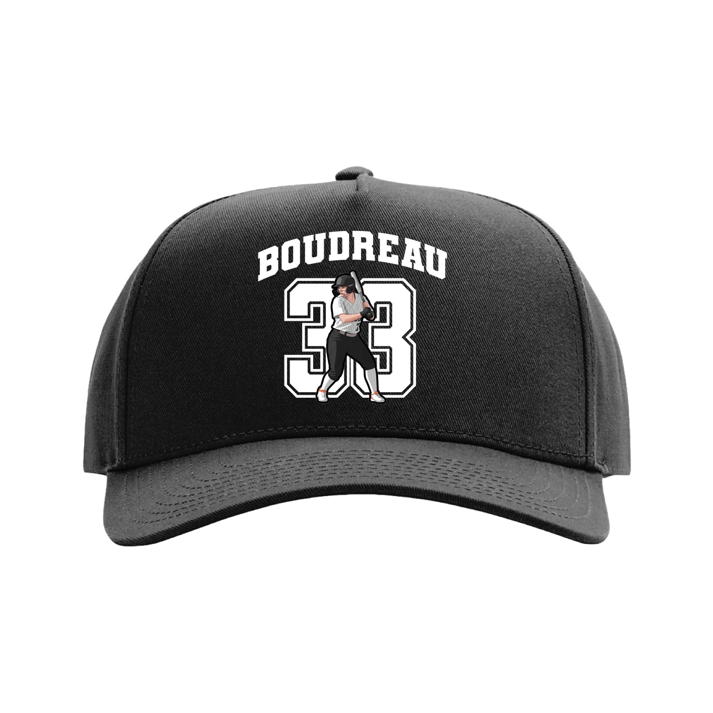 Full Fabric Five-Panel Champ Cap — Number in Black