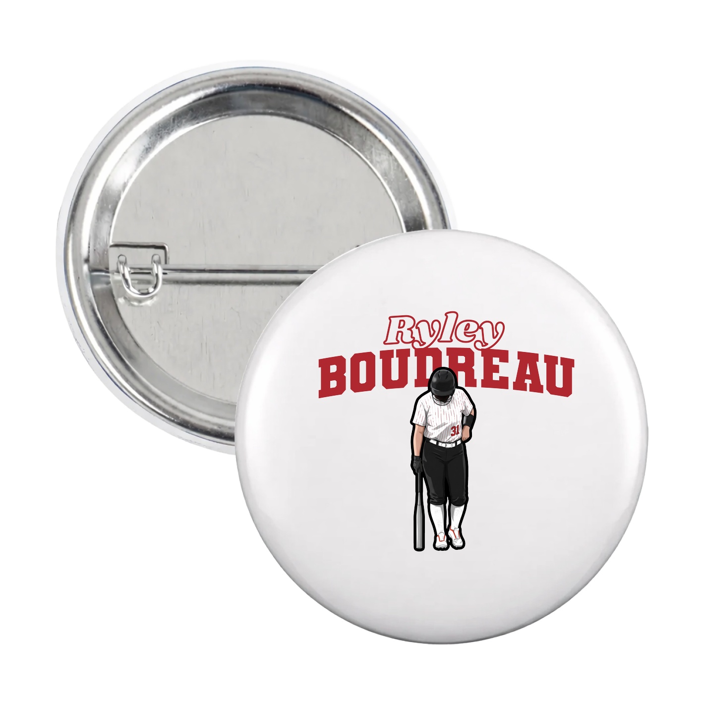Game Day Button — Name Arch in White