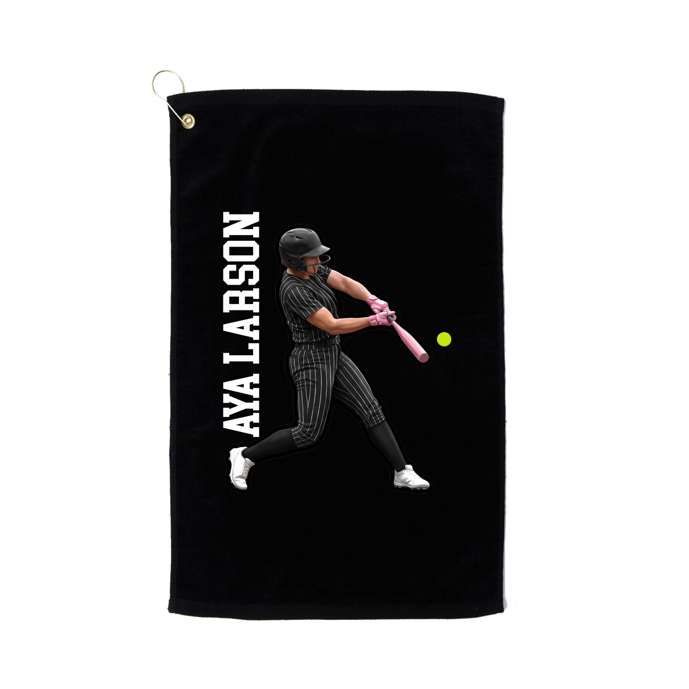 Golf Towel — Name Vertical in Black