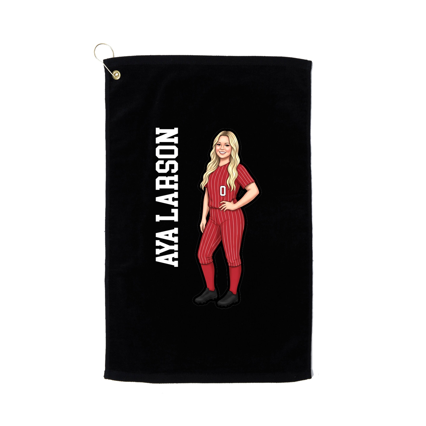 Golf Towel — Name Vertical in Black
