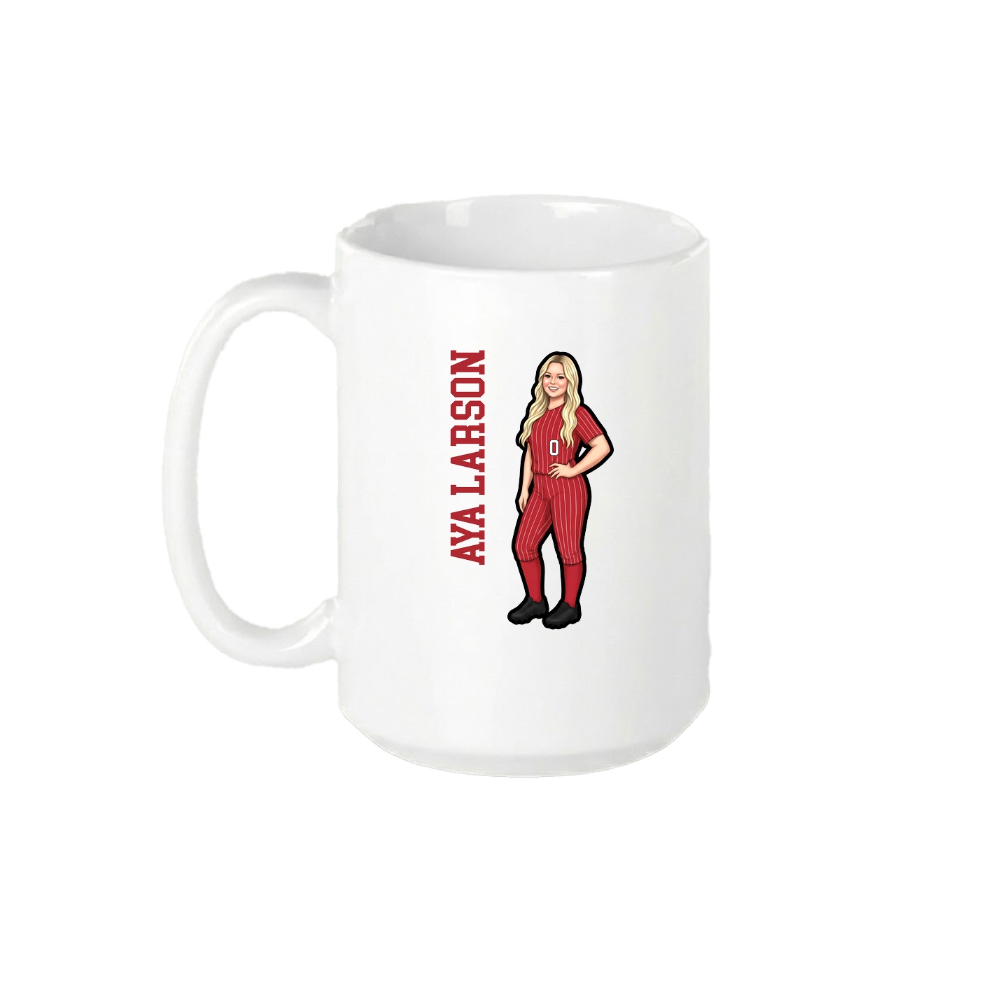 15oz Coffee Mug — Name Vertical in White