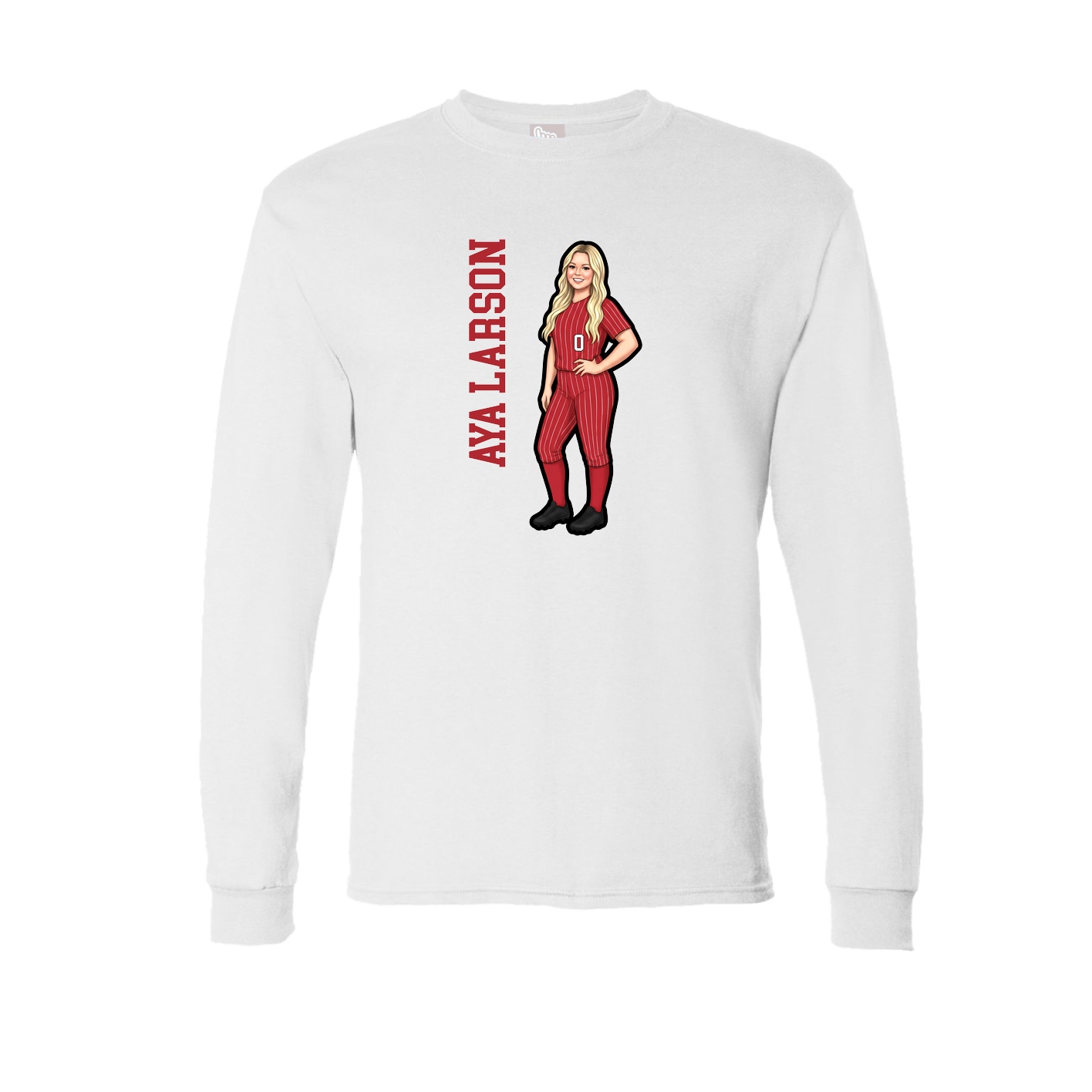 Long Sleeve Tee — Name Vertical in White