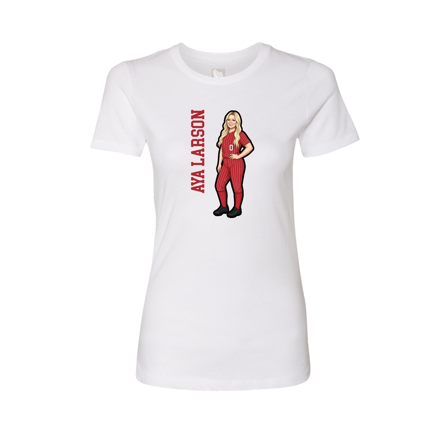 Womens Tee — Name Vertical in White