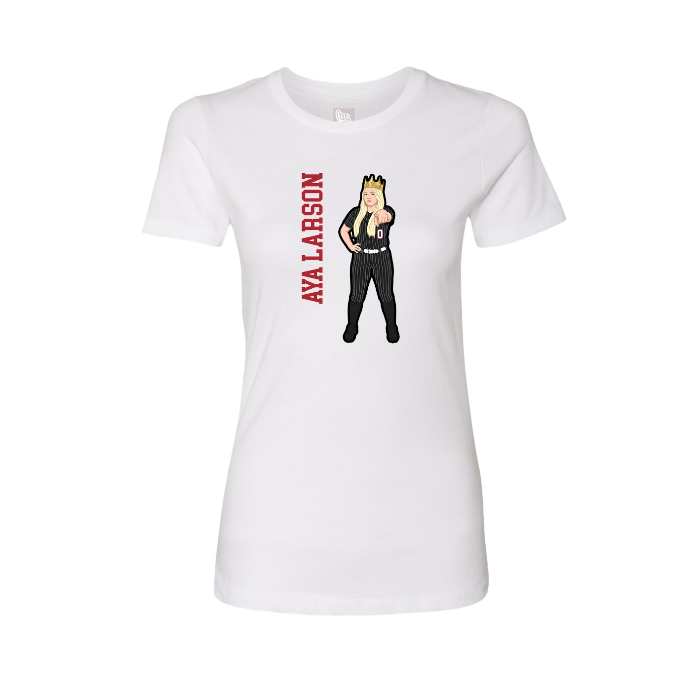 Womens Tee — Name Vertical in White
