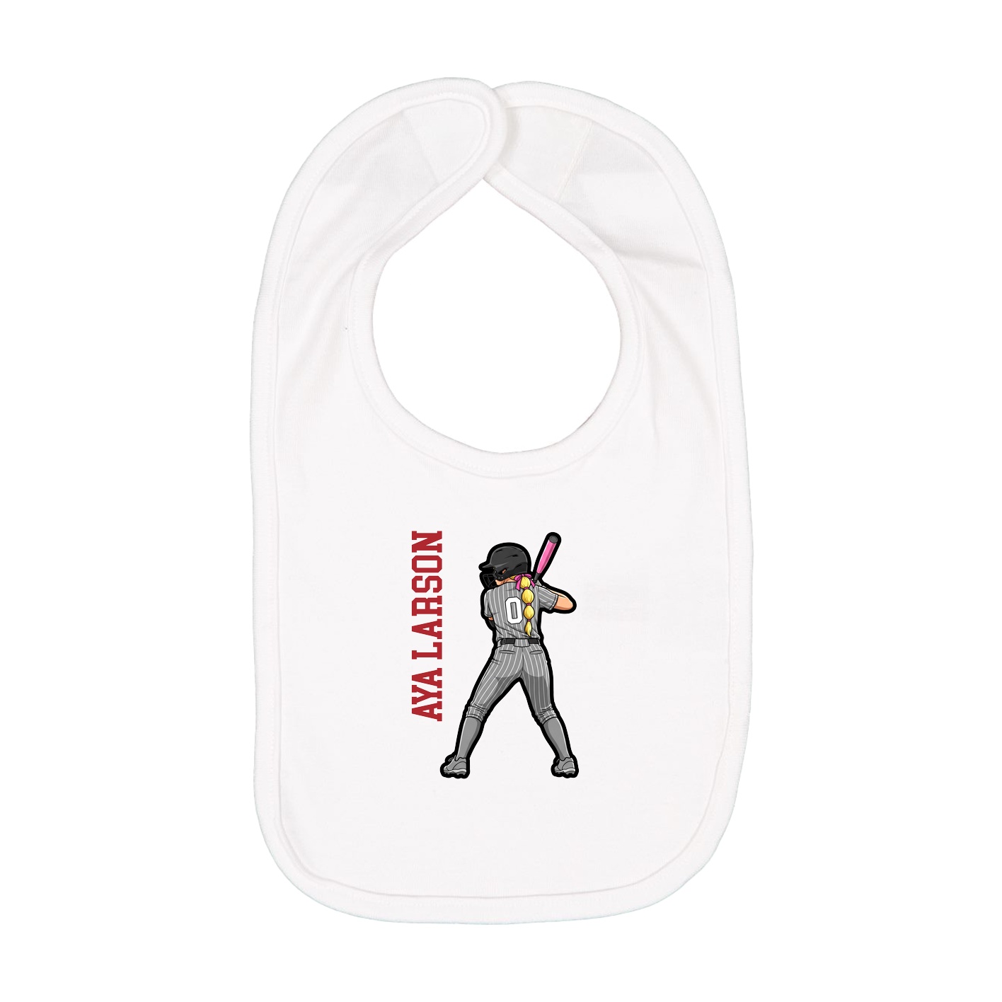Infant Bib — Name Vertical in White