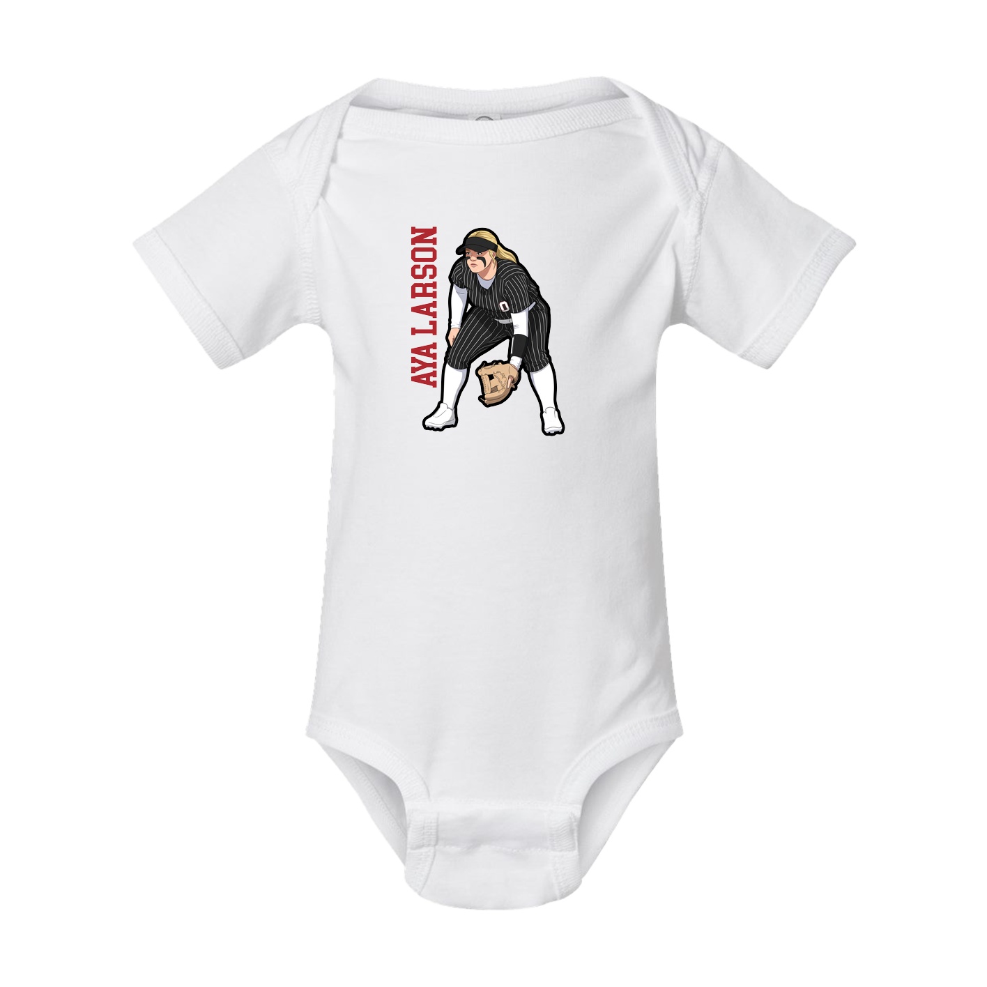 Baby Onesie — Name Vertical in White