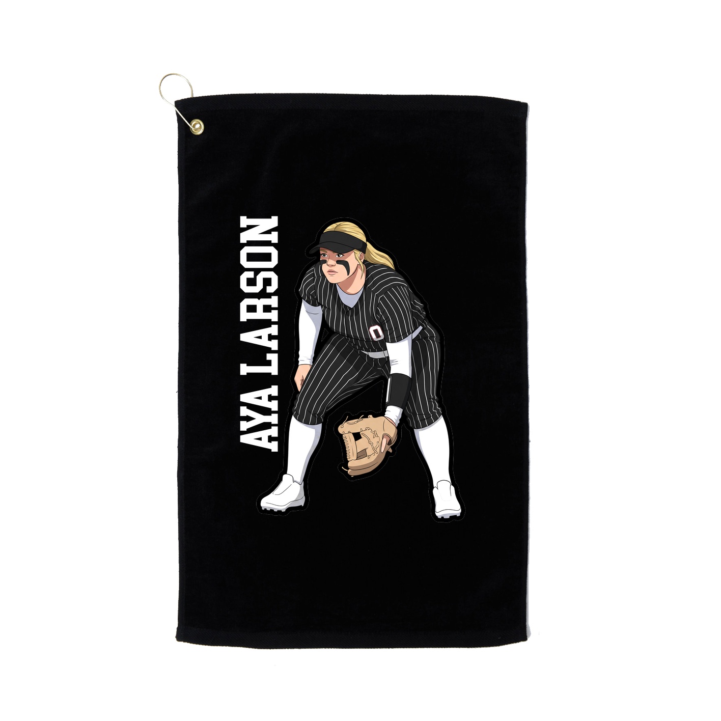 Golf Towel — Name Vertical in Black
