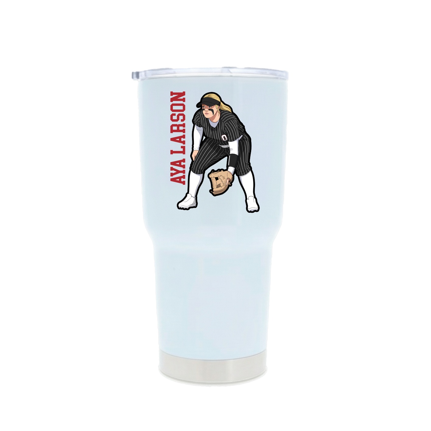 30oz Stainless Steel Tumbler — Name Vertical in White