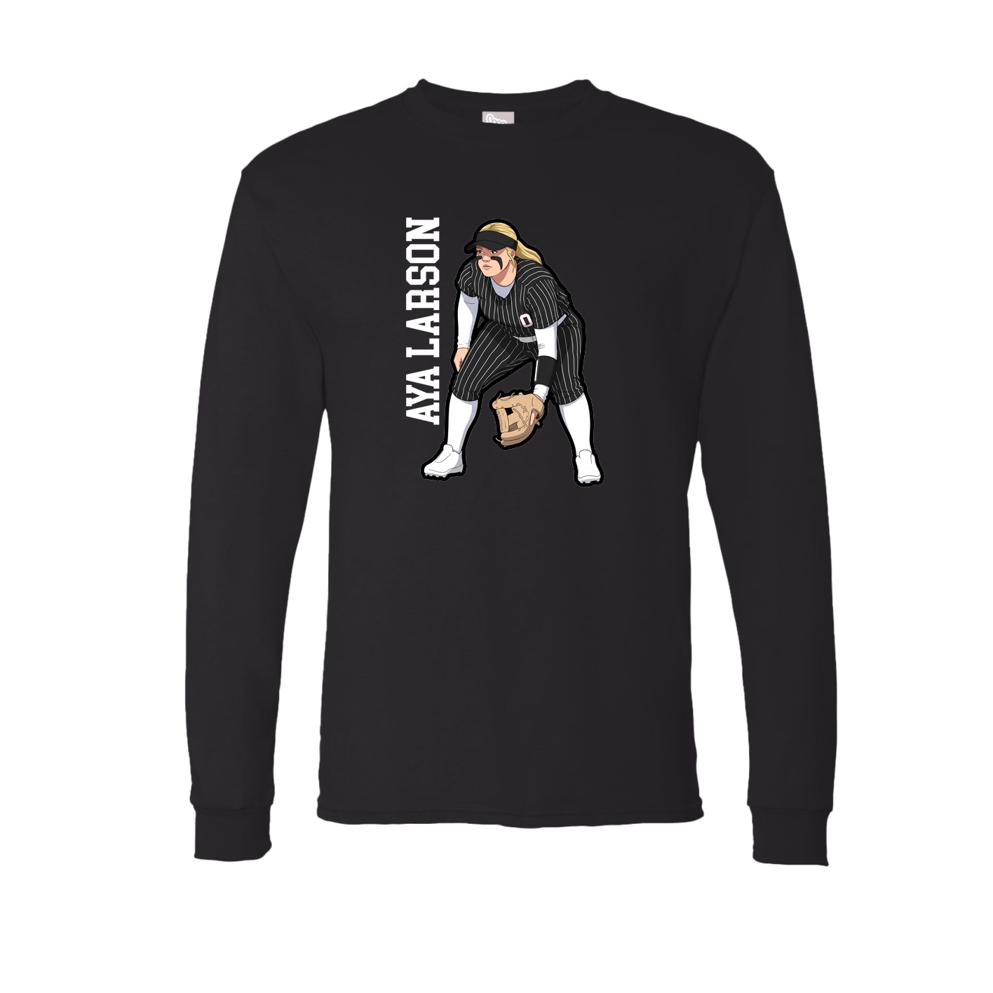 Long Sleeve Tee — Name Vertical in Black