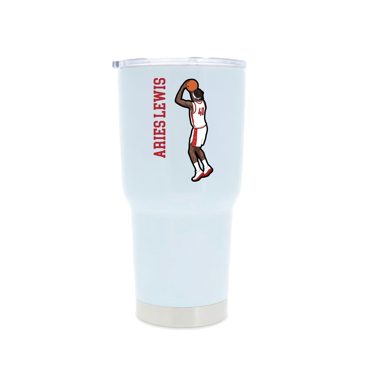 30oz Stainless Steel Tumbler — Name Vertical in White