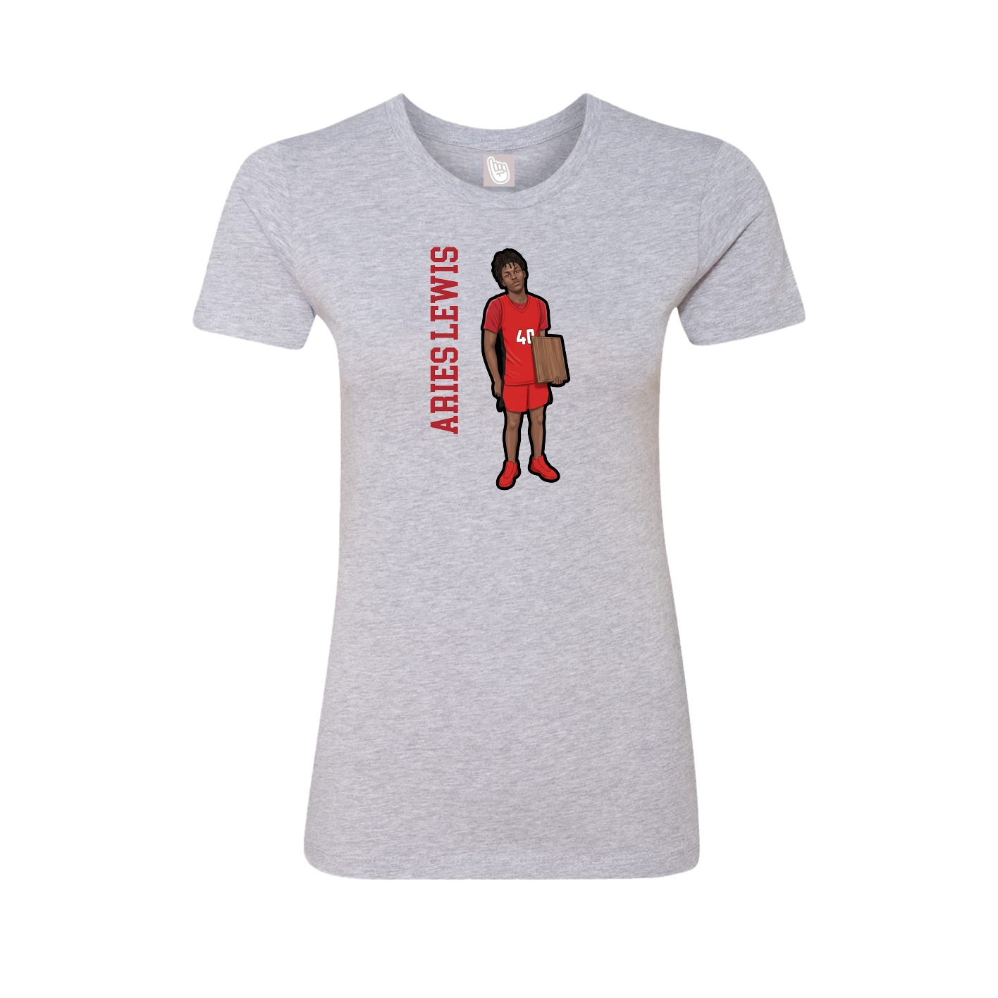 Womens Tee — Name Vertical in Grey