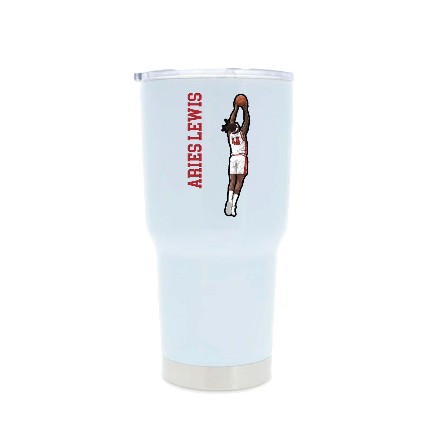30oz Stainless Steel Tumbler — Name Vertical in White