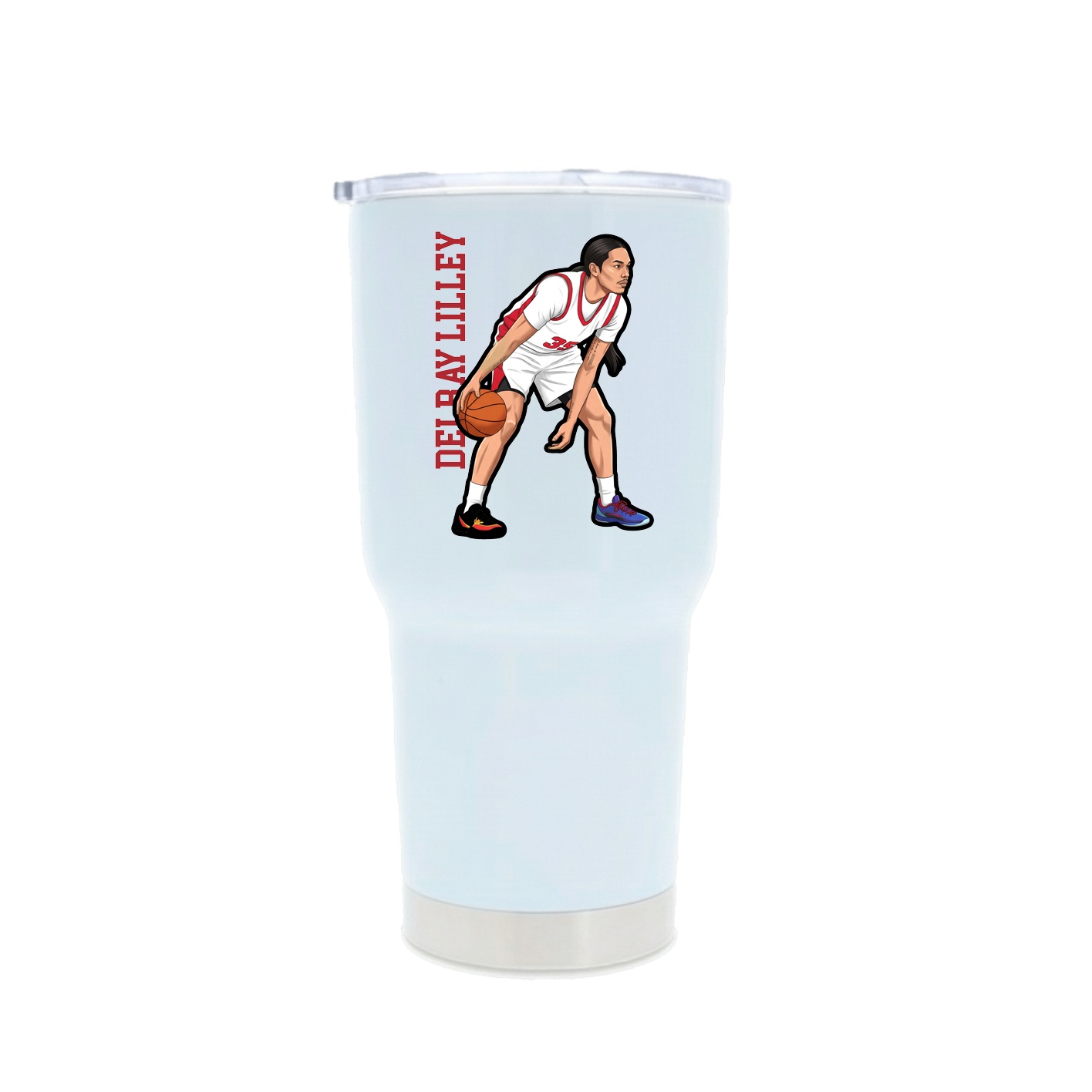 30oz Stainless Steel Tumbler — Name Vertical in White