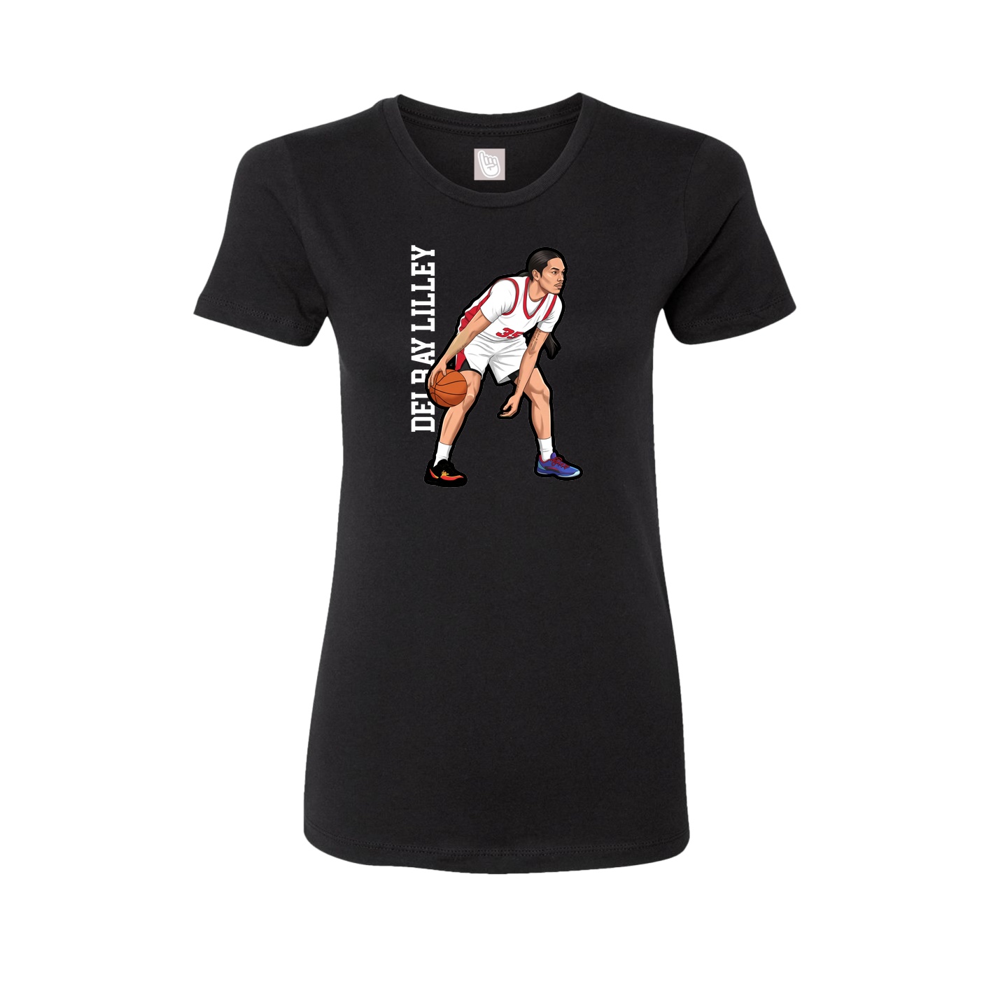 Womens Tee — Name Vertical in Black