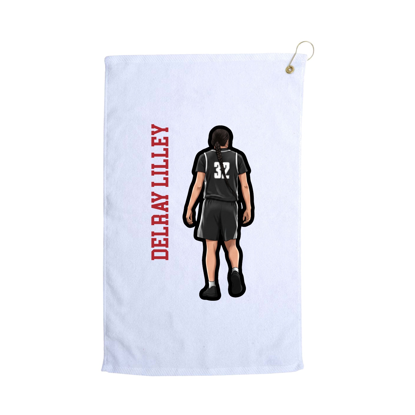 Golf Towel — Name Vertical in White