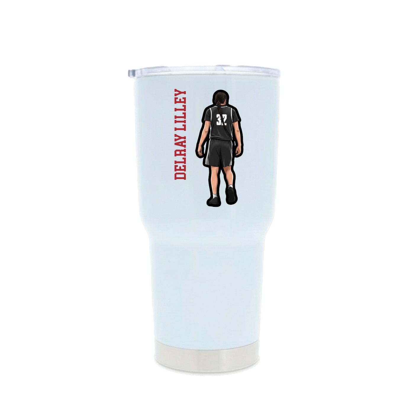 30oz Stainless Steel Tumbler — Name Vertical in White