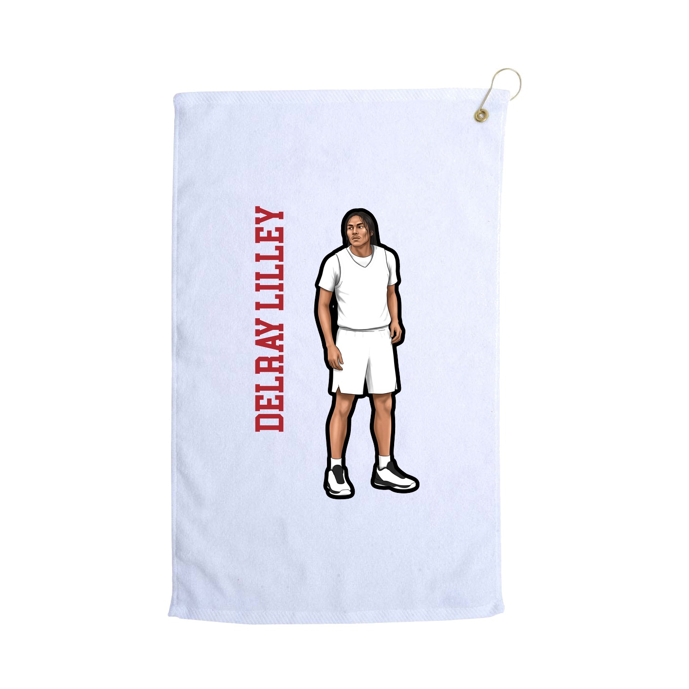Golf Towel — Name Vertical in White