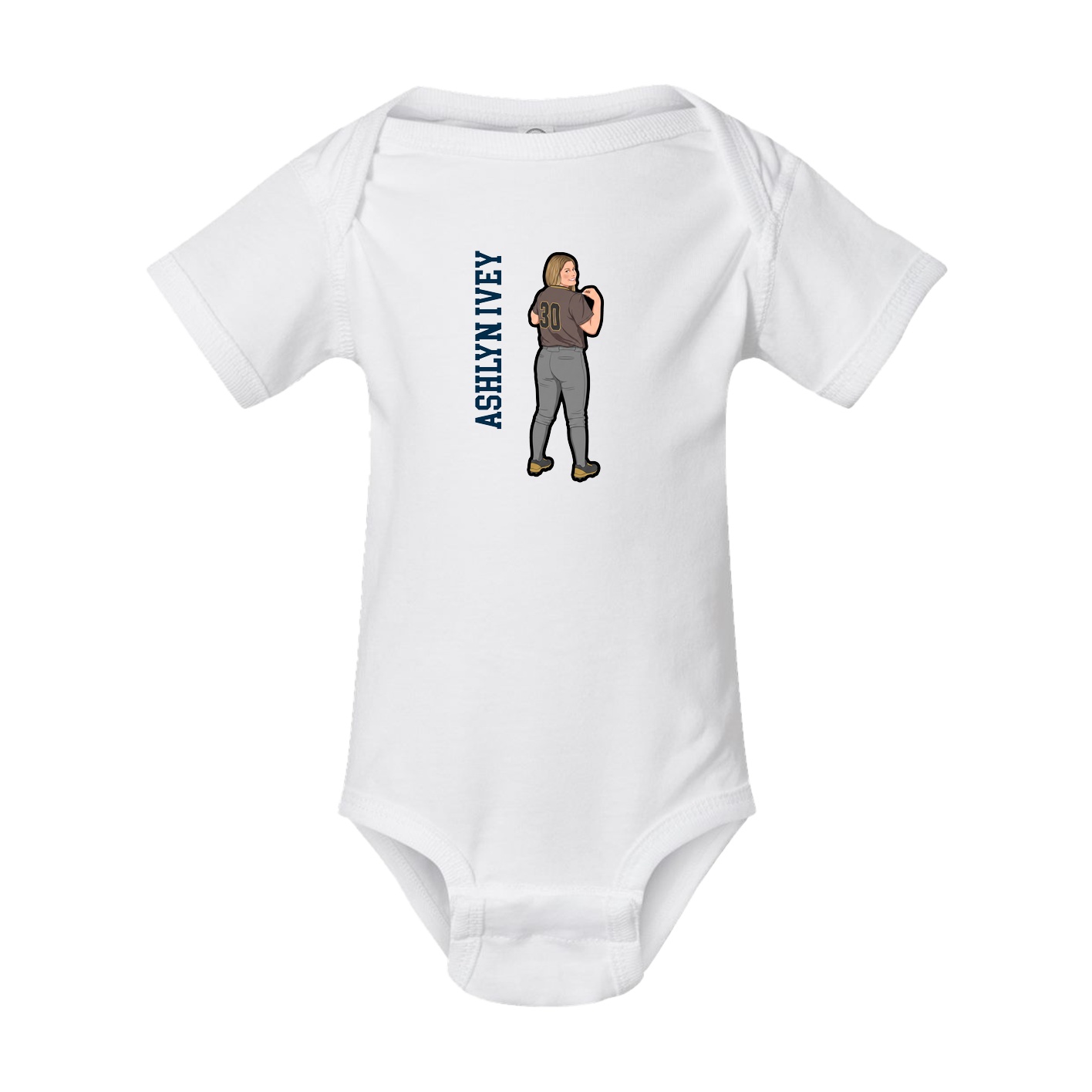 Baby Onesie — Name Vertical in White