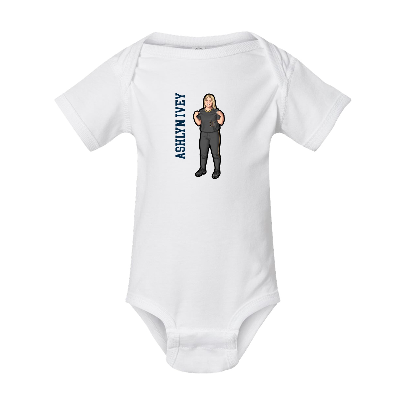 Baby Onesie — Name Vertical in White