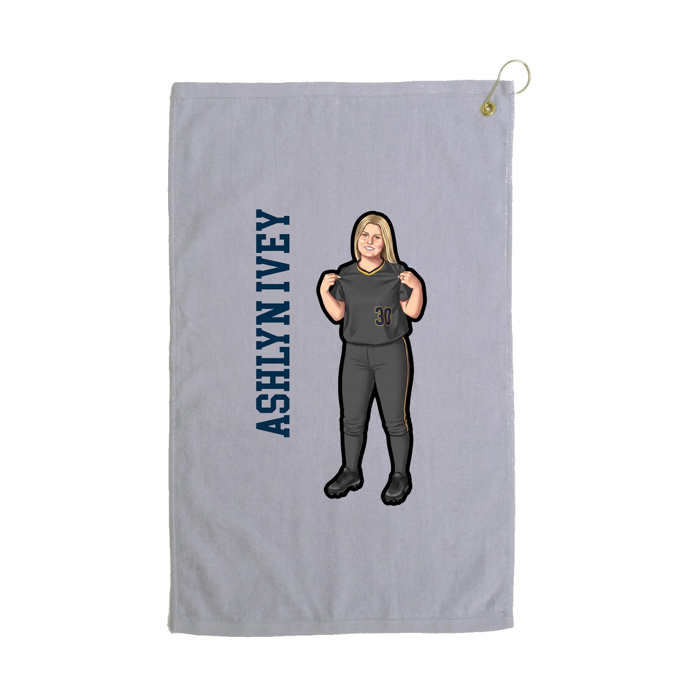 Golf Towel — Name Vertical in Grey