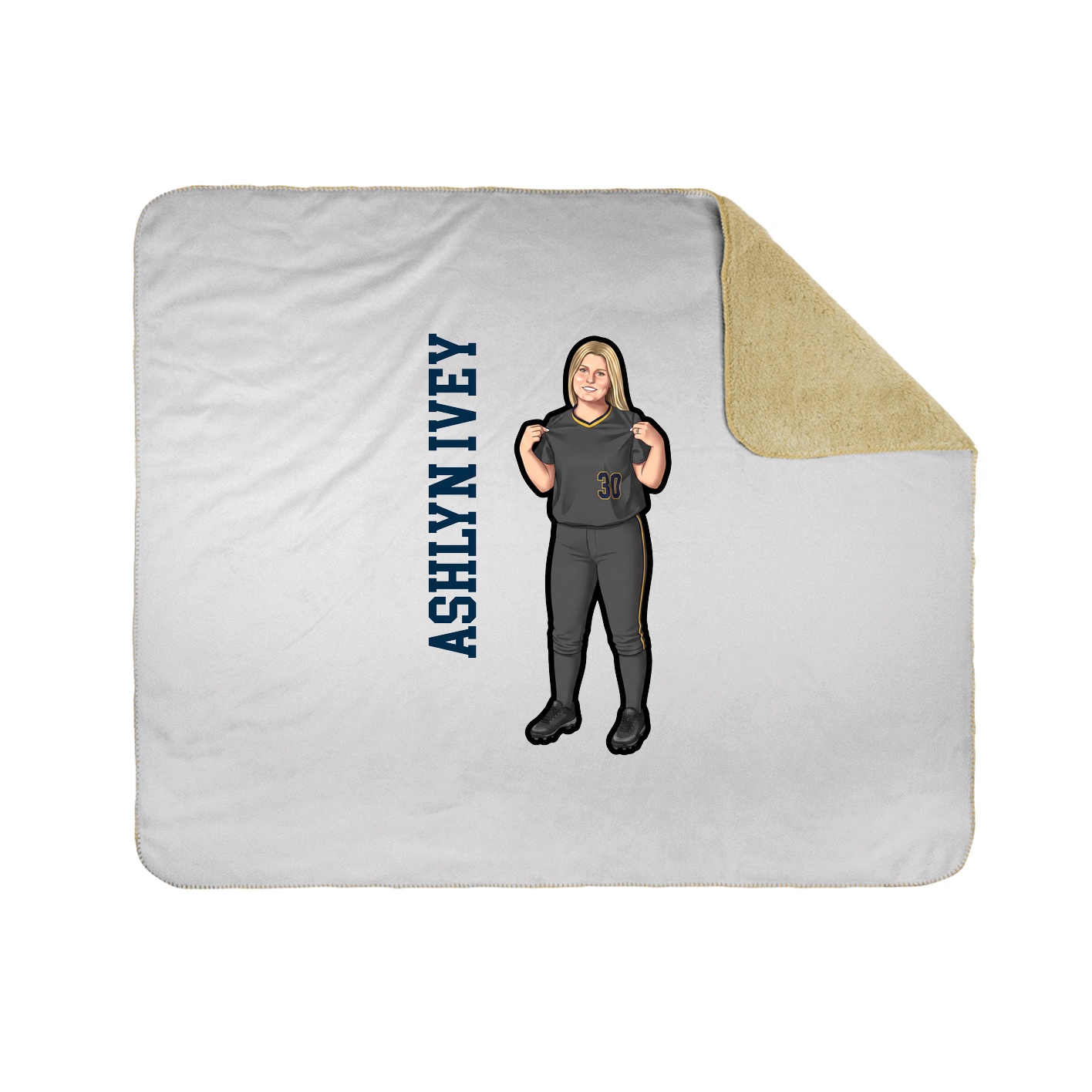 Throw Blanket — Name Vertical in White