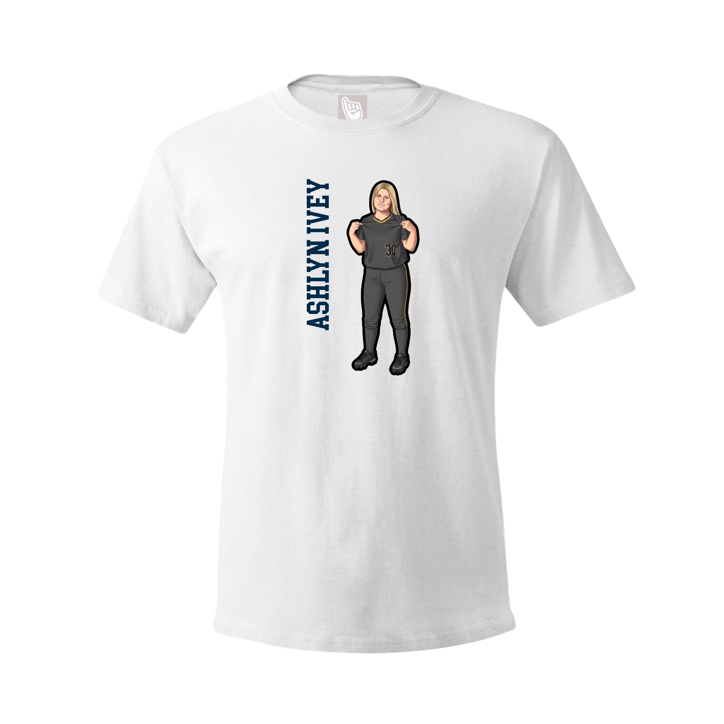 Tee — Name Vertical in White
